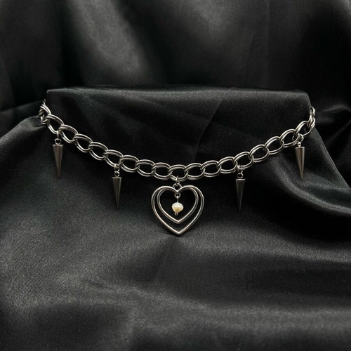 Choker with real pearl handmade new, silver