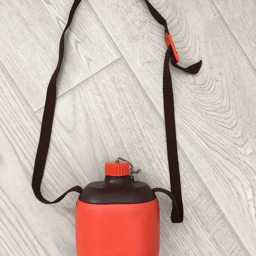 Vintage plastic water bottle Orange Style used by Quattro elle Urgnano