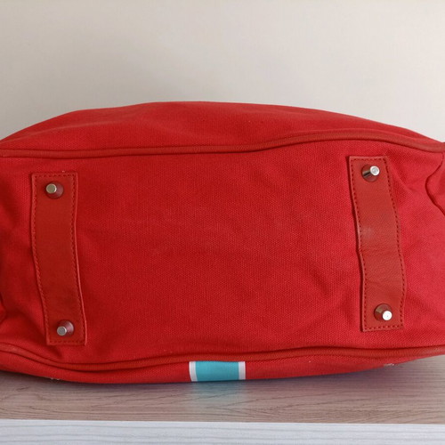 Pomikaki women's bag used, red, cotton and leather