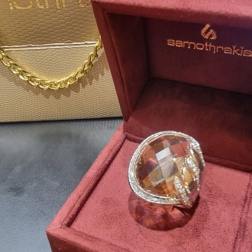 Silver 925 ring with zircon and topaz, new