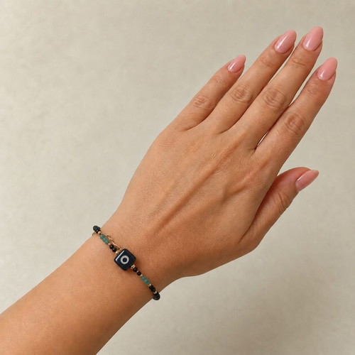 Handmade bracelet with Czech crystals and hematite, adjustable up to 19cm