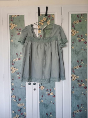 Shein Curve cotton blouse with lace, 4XL, sage green, like new