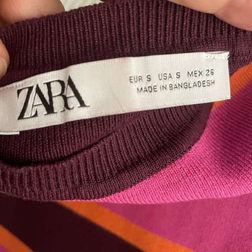 ZARA Striped Knit Crop Top, colorful statement piece, US Small