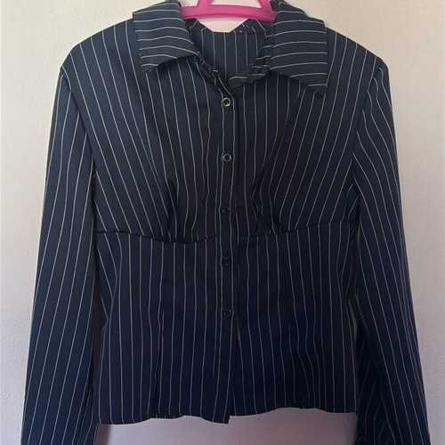 Shein Navy Blue Striped Shirt like new