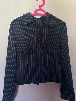 Shein Navy Blue Striped Shirt like new