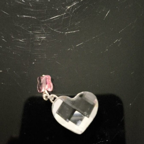 Swarovski heart pendant like new with engraved swan