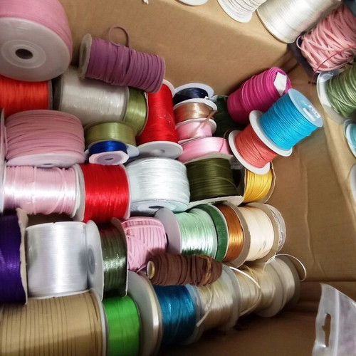 Craft Cord Spools like new, over 80 pieces, waxed leather satin