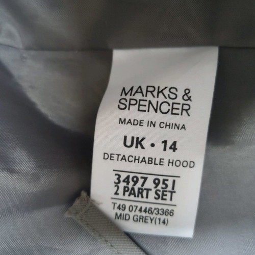 Marks & Spencer women's waterproof jacket XL like new, grey