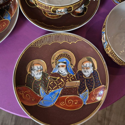 Satsuma Geisha Dragonware Moriage 13-Piece Vintage Tea Set new