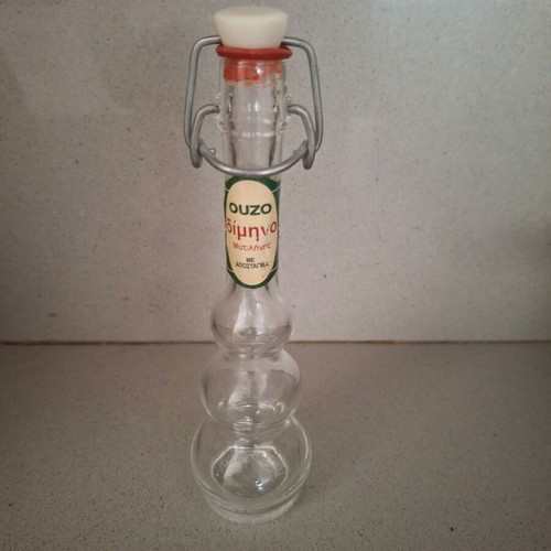 Collectible ouzo bottle used, empty
