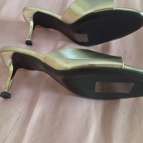 Mules gold color, new, size 38, 8cm heel