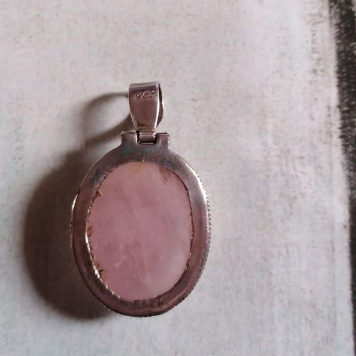 Silver 925 pendant with rose quartz stone new, pink