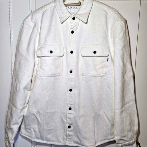 Review men's white shirt jacket size L like new