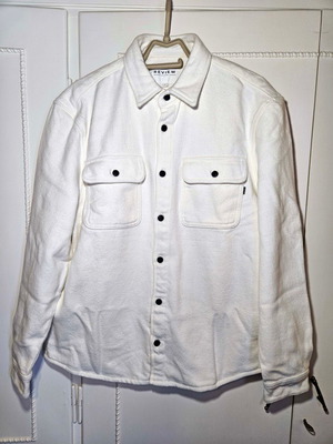 Review men's white shirt jacket size L like new
