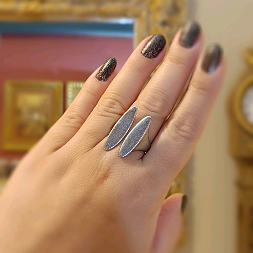 Steel ring new, matte silver color, adjustable