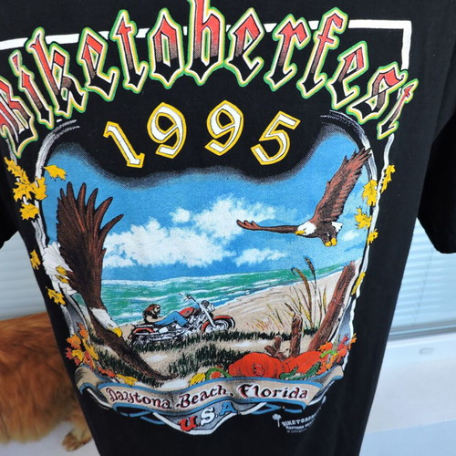 Vintage Motorcycle 1995 Biketoberfest Daytona Beach Black Tee T-Shirt Mens Size XL like new