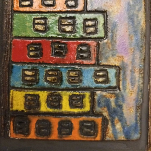 Ceramic painting 34x20 like new with wooden frame