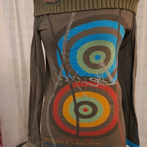 Desigual sweater No L like new, multicolored with olive