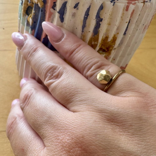 Minimalist Geometric Gold Tone Open Ring adjustable, like new