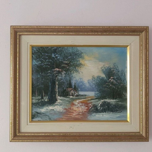 Oil painting used, signed, framed 38x33 cm