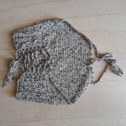 Handmade knitted top with gold thread, backless, size small
