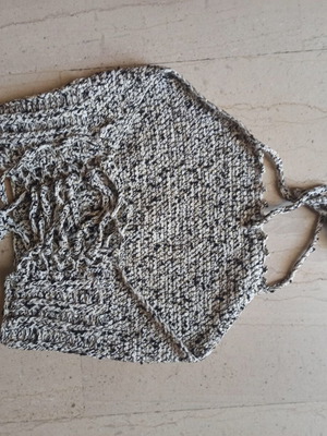 Handmade knitted top with gold thread, backless, size small