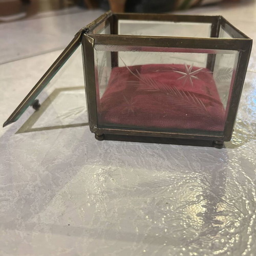 Antique box used with crystal glass and brass details