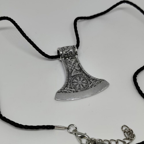 Viking Axe Pendant with Scandinavian Symbols like new