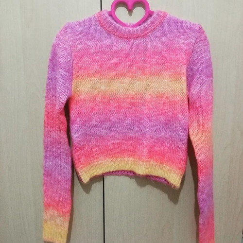 LeGer women's knitted crop sweater new, sunset shades