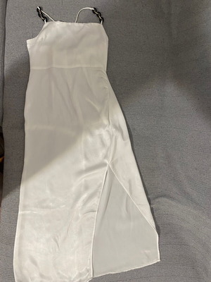 Zara white satin dress used, size small with slit