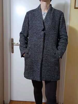 Tweed wool coat Mango gray burgundy XS-S like new