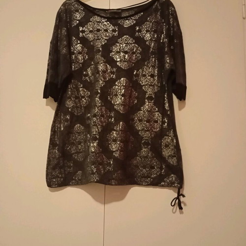Blouse with transparent details like new, black and silver