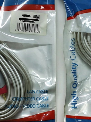 Audio cables 2 RCA male to 2 RCA male 3 meters, pack of 2, new