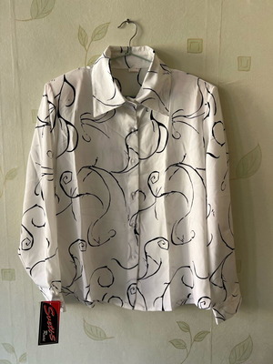A-Style White Shirt with Black Swirls New