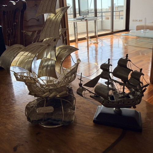 Set of 2 Vintage Metal Sailing Ships – Gioielli N.F.C. Firenze & Sovereign of the Seas