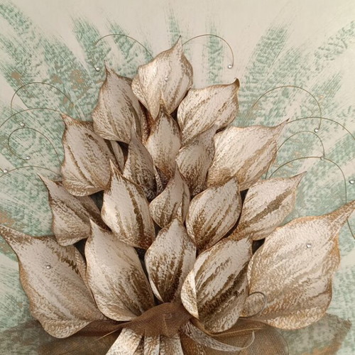 3D Painting handmade with white gold leaves 60x60 like new