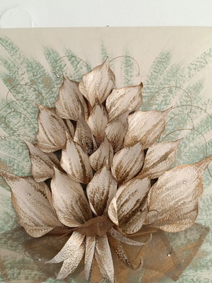 3D Painting handmade with white gold leaves 60x60 like new