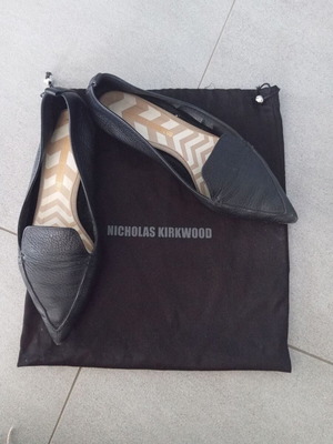 Nicholas Kirkwood Μπαλαρίνες μεταχειρισμένες No 38 μαύρο και χρυσαφί