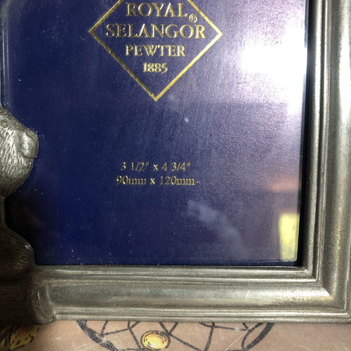 Royal Selangor pewter teddy bear photograph frames used, set of two