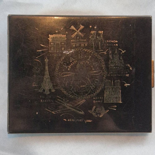 Vintage cigarette case 1950-1960 used with gold details