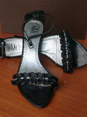 Black summer heeled shoes used, Envie Shoes size 38