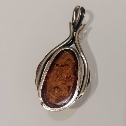 Baltic Amber Pendant new with silver handmade