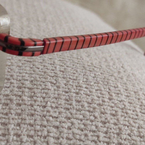 Eschenbach glasses frame used, lightweight, red striped design