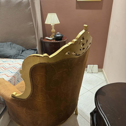 Luxury classic armchair with gold carvings used