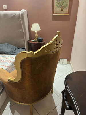 Luxury classic armchair with gold carvings used