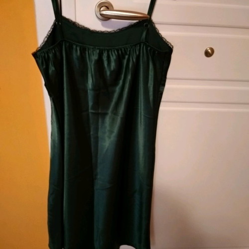 Satin midi dress Dixie new, emerald green, size S/M