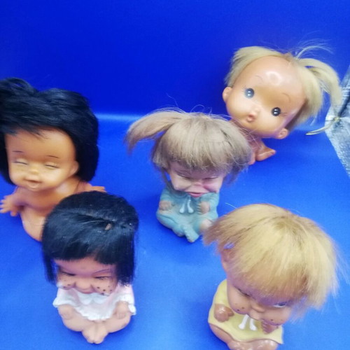 Korean plastic dolls used, lot of 5, 60s