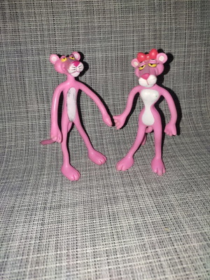 Pink Panther 2 φιγούρες μεταχειρισμένες, αρσενικός και θηλυκός ροζ πάνθηρας