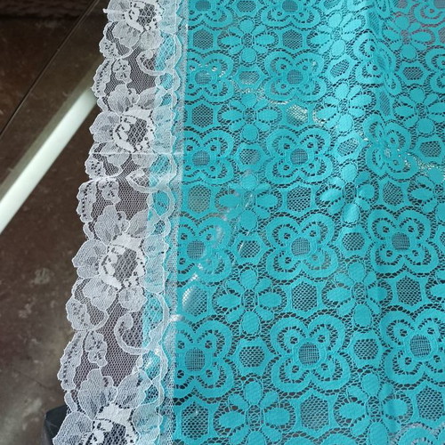 Set of sky blue bedspread 220x270, tablecloth 142x104, pillow 68x30, doily 74x38 new