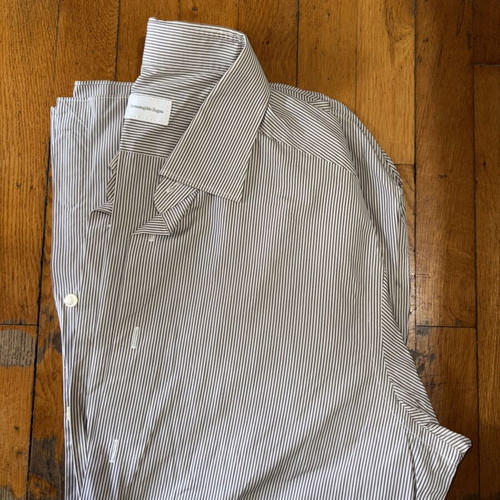 Zegna striped dress shirt XL, white and brown